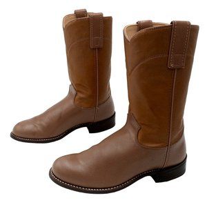 Vintage Bronco Womens Cowboy Boots Taupe Brown 6.5 M Ladies Western